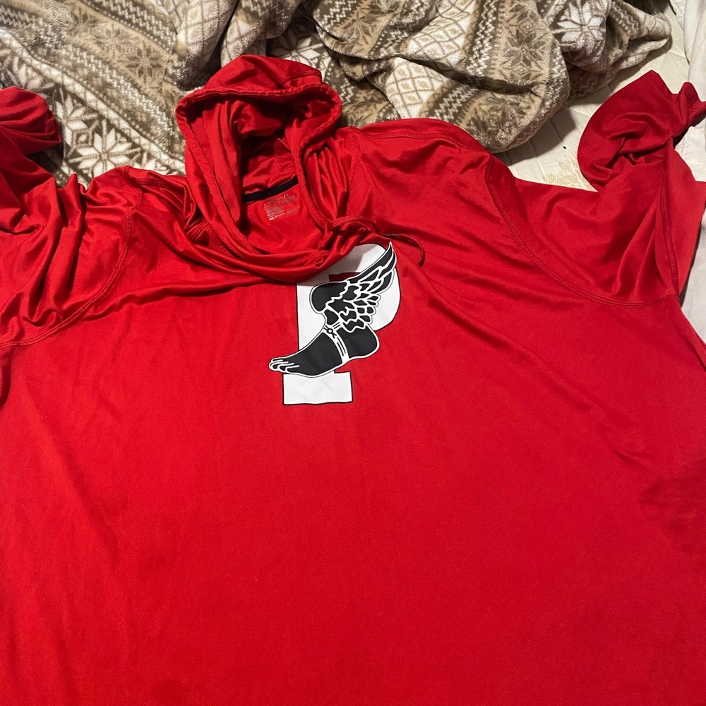 Red Hoodie with Graphic Design